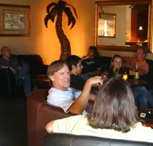 Friends chatting in Meduros' lounge area