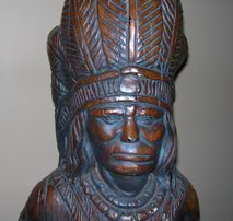 Statue of native american chief at Meduros